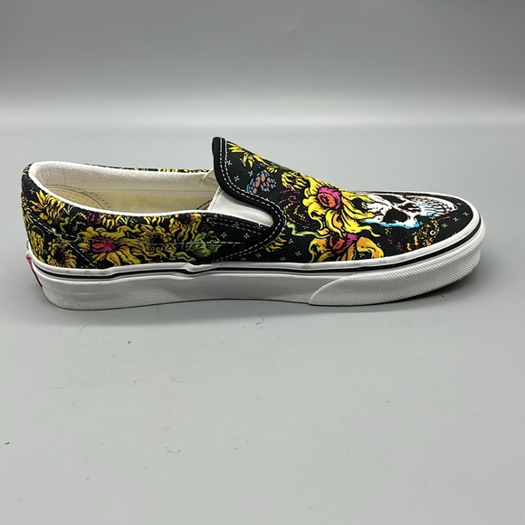 Women Vans Slip On Beauty Skull Skate Shoe Size 8.5 Sunflower Skull - Picture 6 of 9